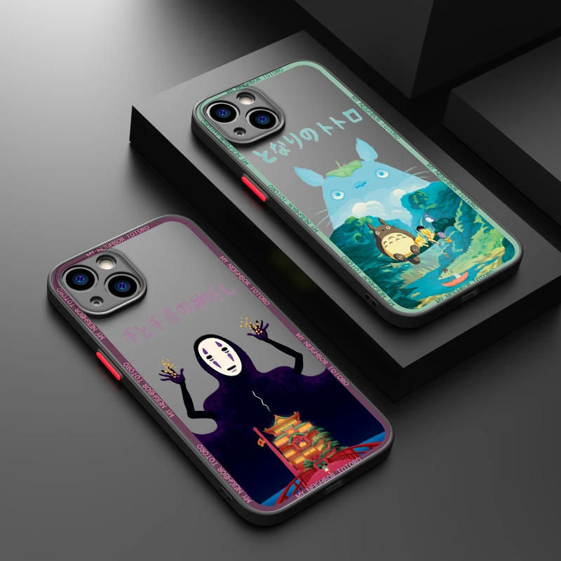 

Miyazaki Anime Spirited Away Phone Case For iPhone 14 13 12 11 XS XR Pro MAX 8 7 6 Plus Frosted Translucent Matte Cover