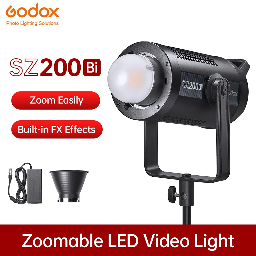 

Godox SZ200Bi SZ200 Bi Bi-Color LED Video Light (2800-6500K, 150W) for live photography studio PK SL150II SL200II SL60W