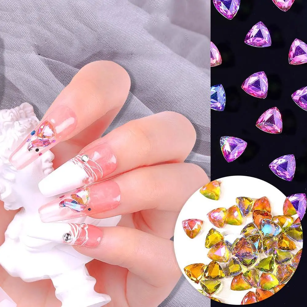 

Nail Art Flat Bottom Drill Magic Color Aurora Drill Transparent AB Mine Gold Hot Bottom Drill Nail Special-Shaped Drill 20 Mixed
