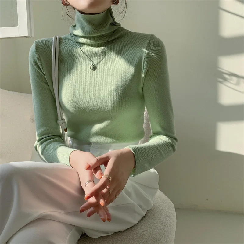 

ZCSMLL осенне-зимняя новая Универсальная верхняя одежда, свитер с длинным рукавом, популярный облегающий трикотажный топ с высоким воротником