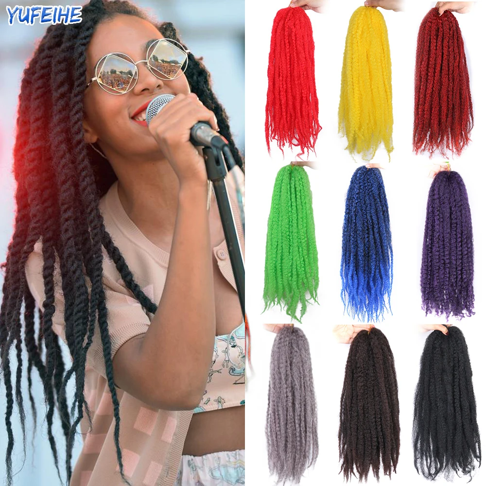 Afro Kinky Braiding Hair Marley Hair Extensions Synthetic Crochet Braids Hair Black Mixed Brown Ombre Yellow Red for Women Kids