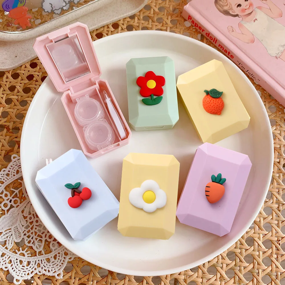 

Fruit Pattern Contact Lens Container Travel Kit Colored Contacts Lenses Case Fashion Girl Easy Carry Contact Lens Cases Box