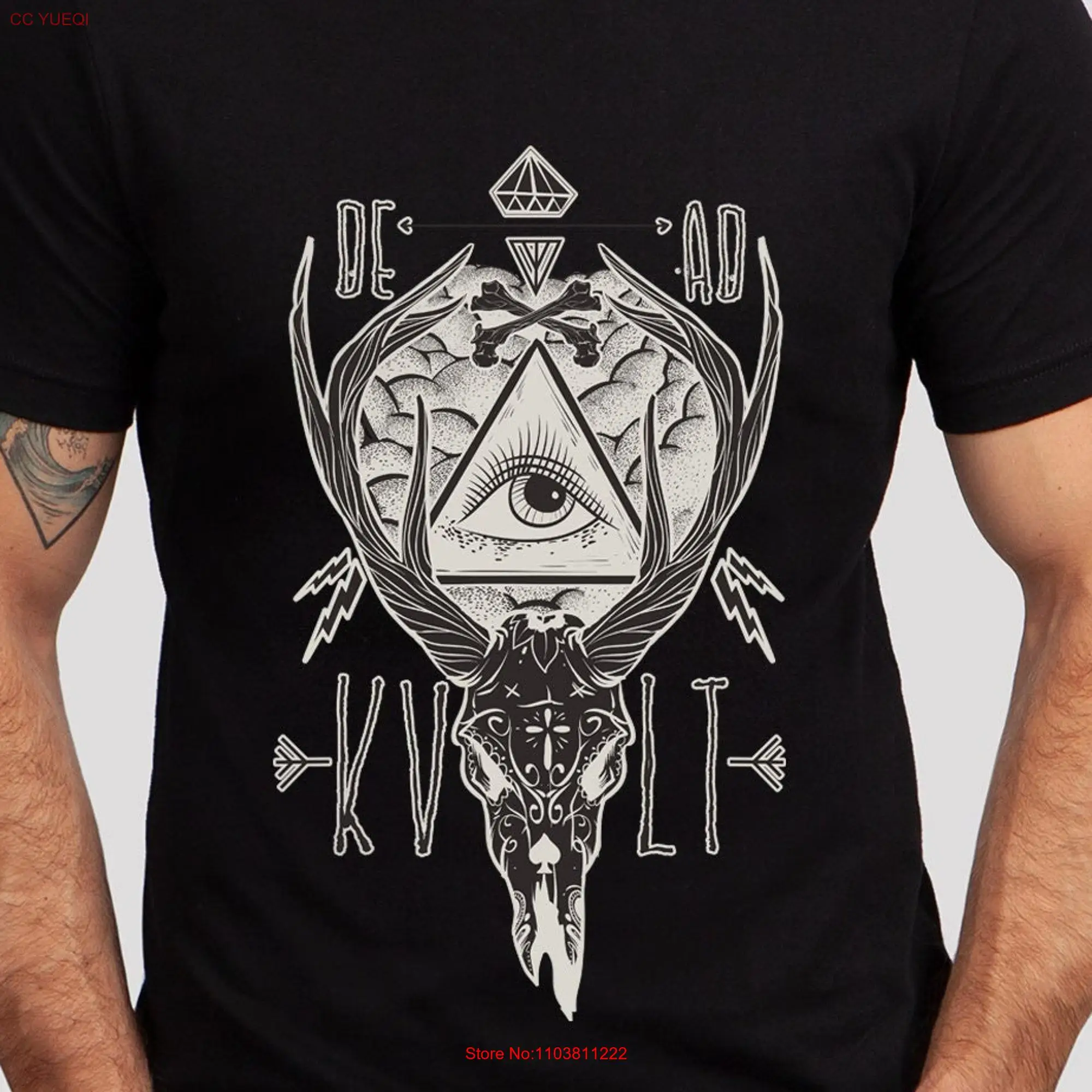 Фото Футболка Dead Kvlt с черепом, тяжелым металлическим мотоциклом, страшные рокеры ужасов, длинные или Короткие рукава №1