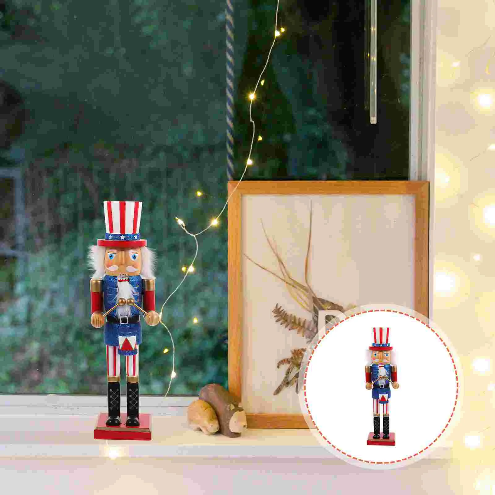 

Nutcrackerdecor Soldier Independence Day Figures Adorn Wooden Party Walnut Festival Ornament Home Adorable Doll， Figure American