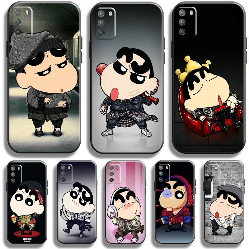 

Cute Crayon Shin-chan For Xiaomi Poco X3 PRO NFC X3 GT POCO M3 M3 Pro 5G F3 GT Phone Case Back Black Carcasa Soft Funda
