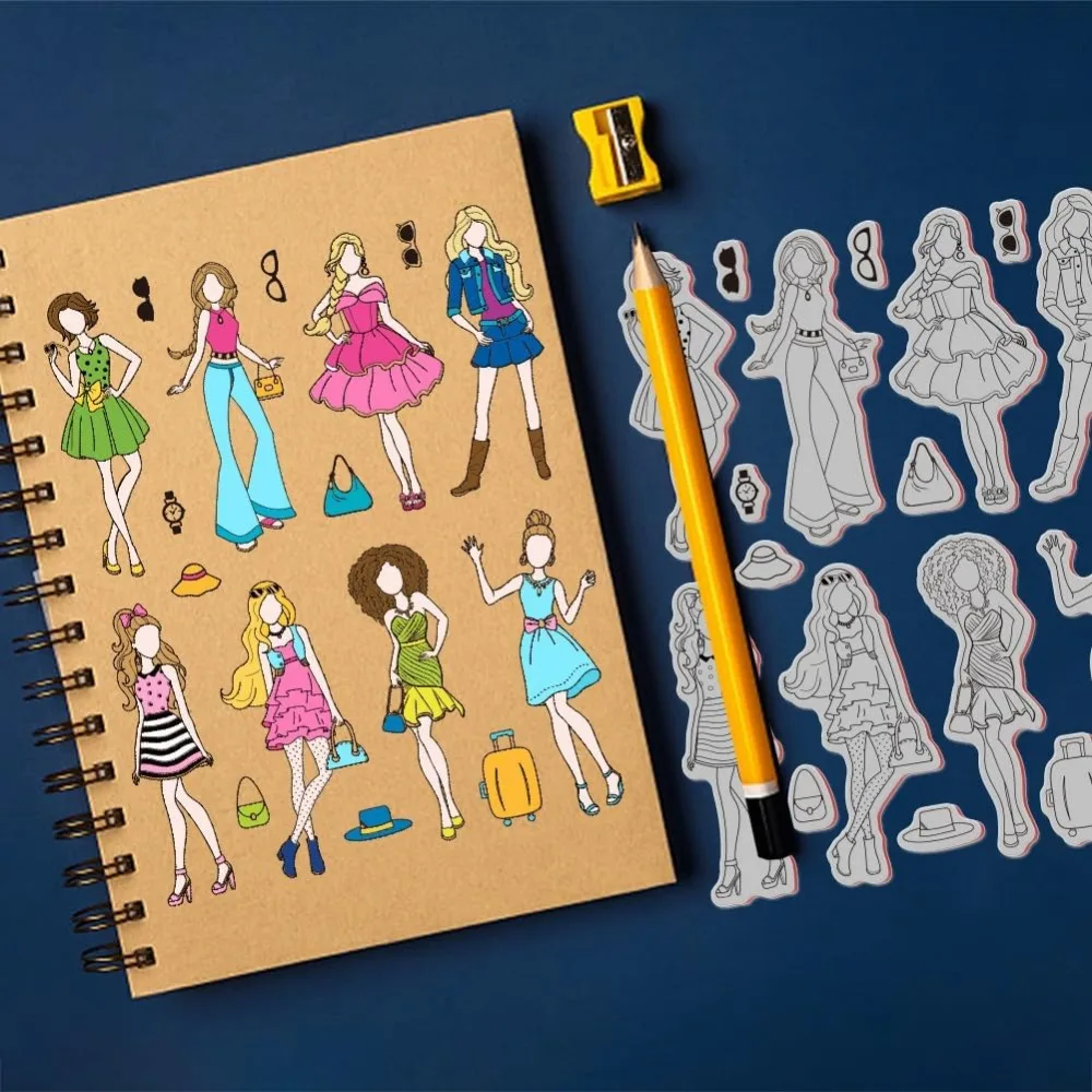 Винтажный модный женский липкий резиновый штамп изысканный 7x9 дюймов прозрачные