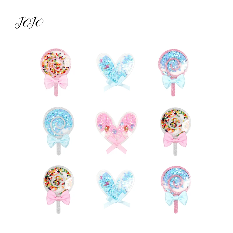 

JOJO BOWS 1pc Planar Resin Patches For Apparel Bow Heart Love Lollipop Accessories For Crafts DIY Hair Bows Headwear Decoration