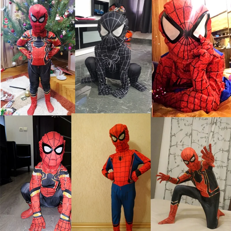 15 styles Spiderbay Man Cosplay Amazing Spidermans Halloween Costume Peter Parker Zentai Suit Superhero Bodysuit For Kids Adult |