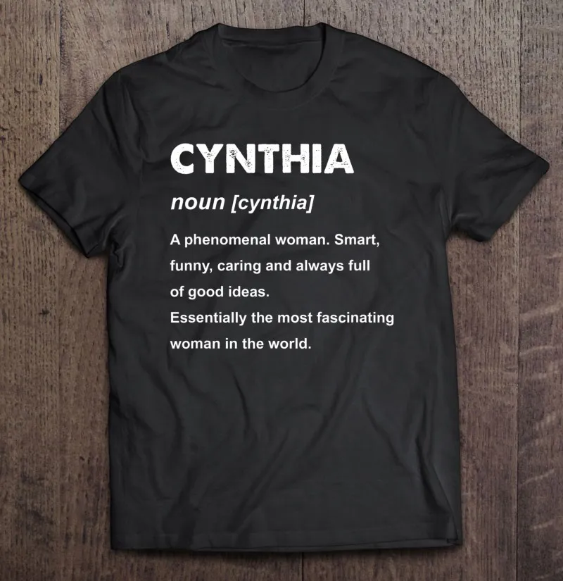 

Футболка женская/мужская оверсайз из хлопка с принтом имени Cynthia