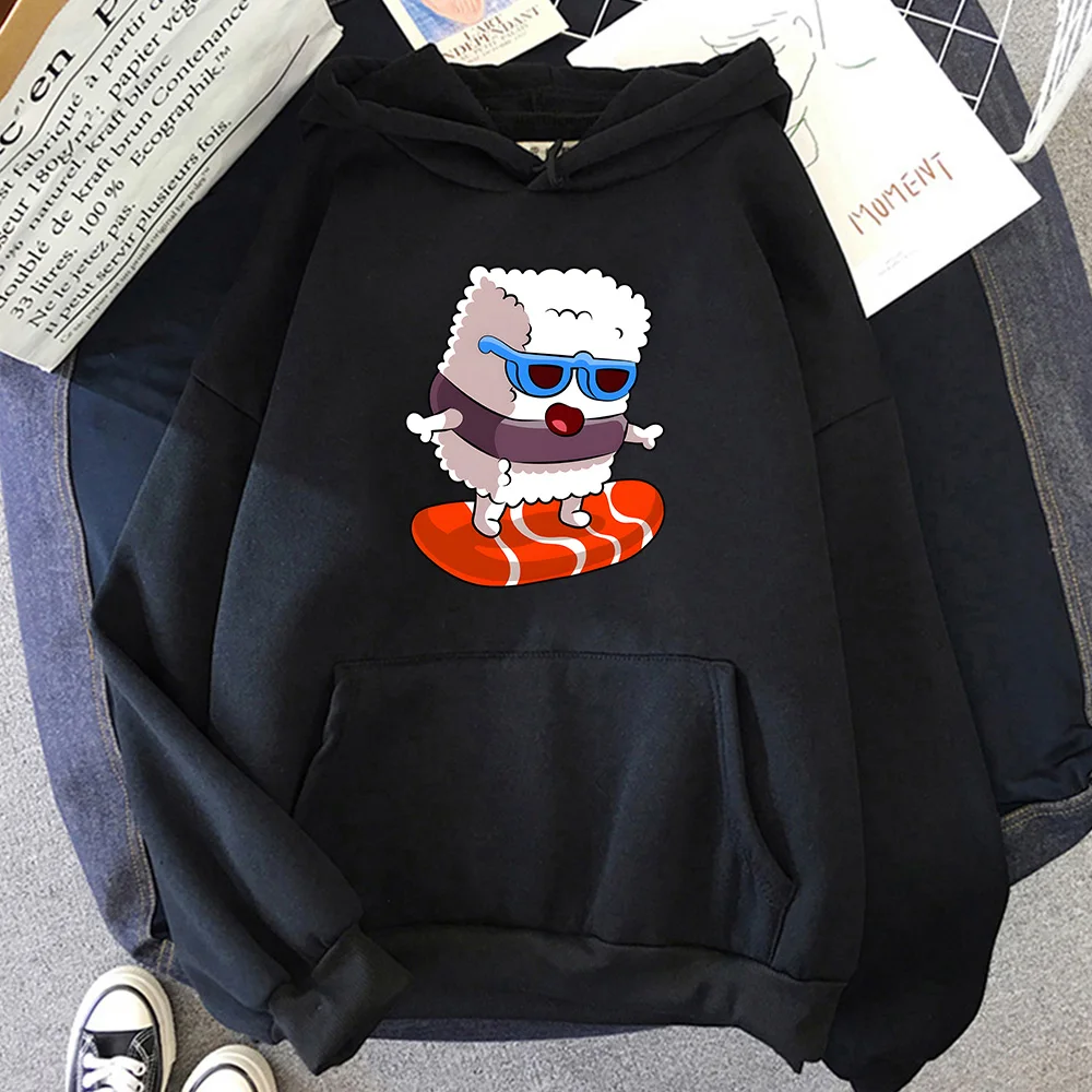 

Cute Cartoon Sushi Surf Graphic Hoodie Autumn Men/women Casual Tracksuit High Quality Fleece Sweatshirts Long Sleeve Clothing