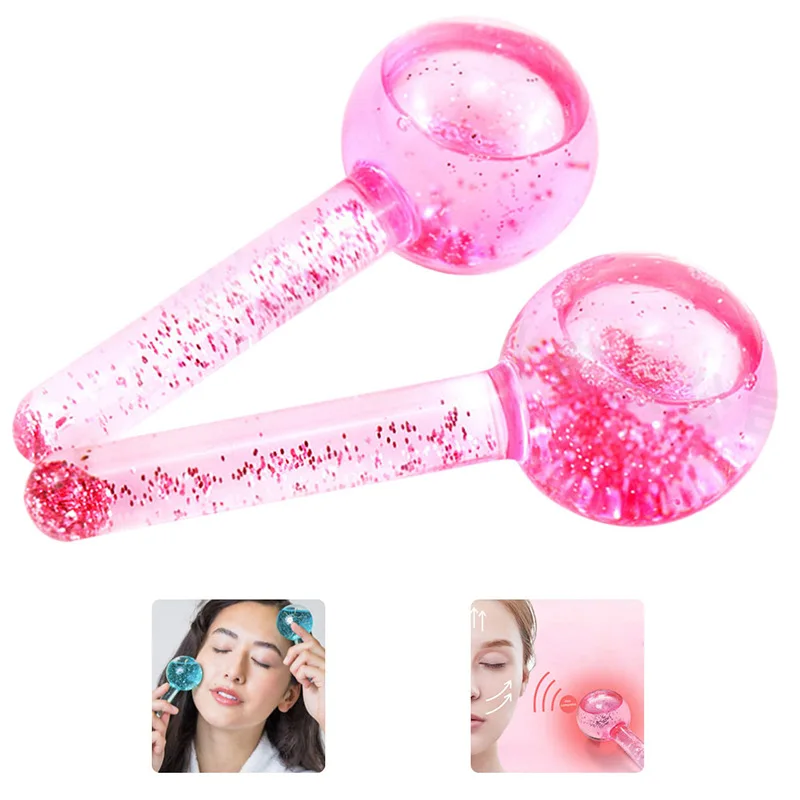 

2Pcs Beauty Crystal Ball Ice Hockey Energy Facial Cooling Ice Globes Water Wave Face and Eye Massage Skin Care Beauty Roller