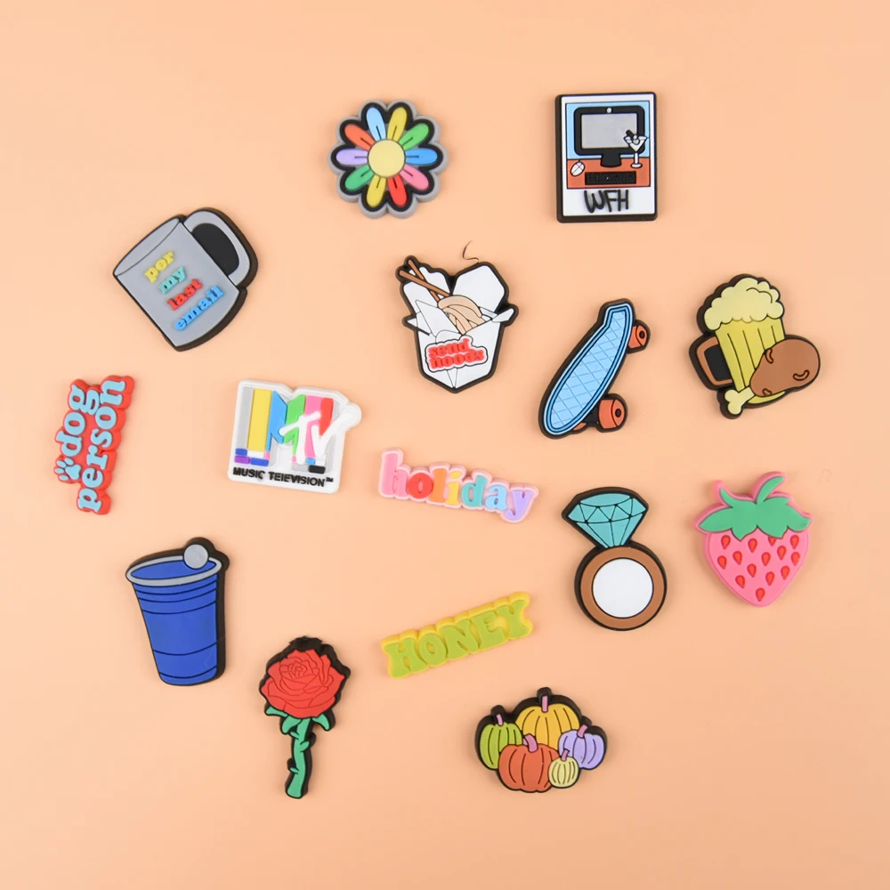 

New Arrive Colorful Flower Croc Shoe Charms Red Rose Honey Love Shoes Decorations Holiday Low Key Wristband Accessories Gifts