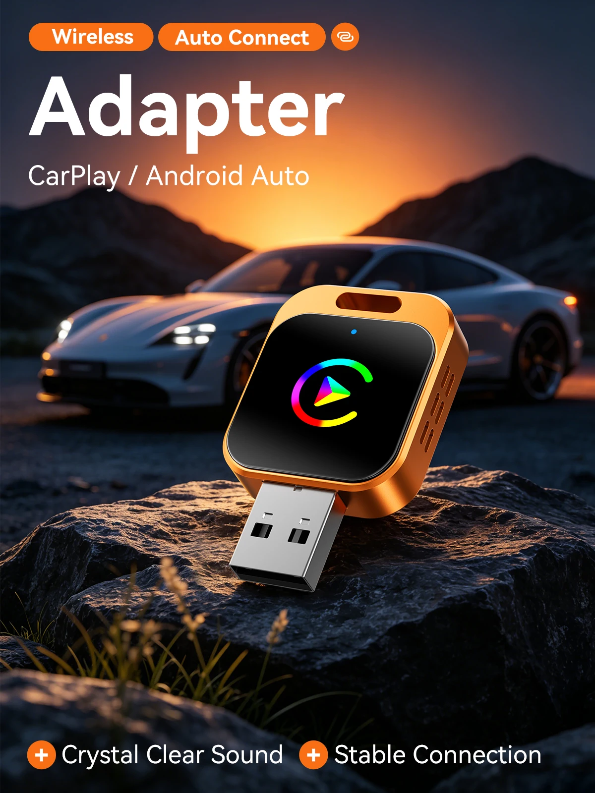 Фото Беспроводной адаптер CarPlay Android Auto 2-в-1, USB-конвертер Plug and Play для iPhone и Android, 5 ГГц, двухдиапазонное автоматическое подключение №1