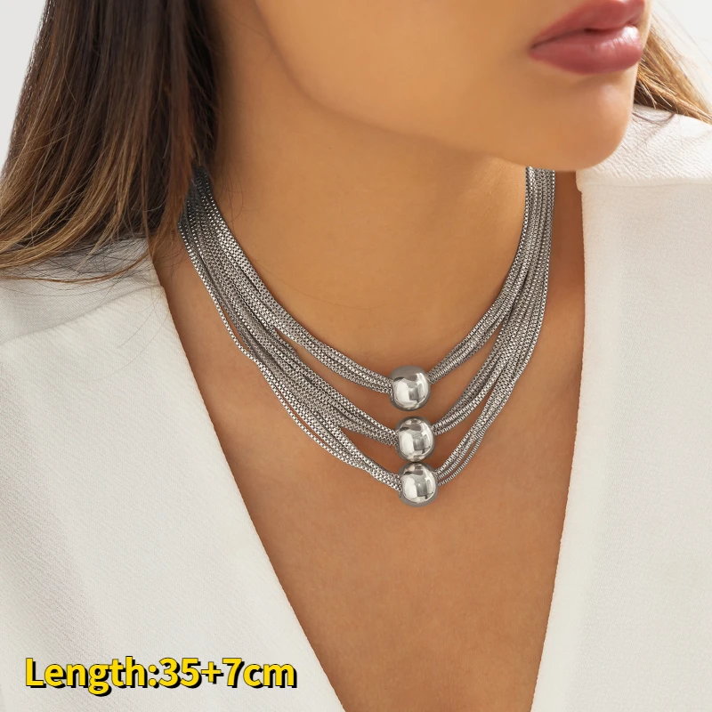 

Sliver Gold Stainless Steel Necklace Women Men Bohemian Simple Chokers Necklaces Jewelry 2023