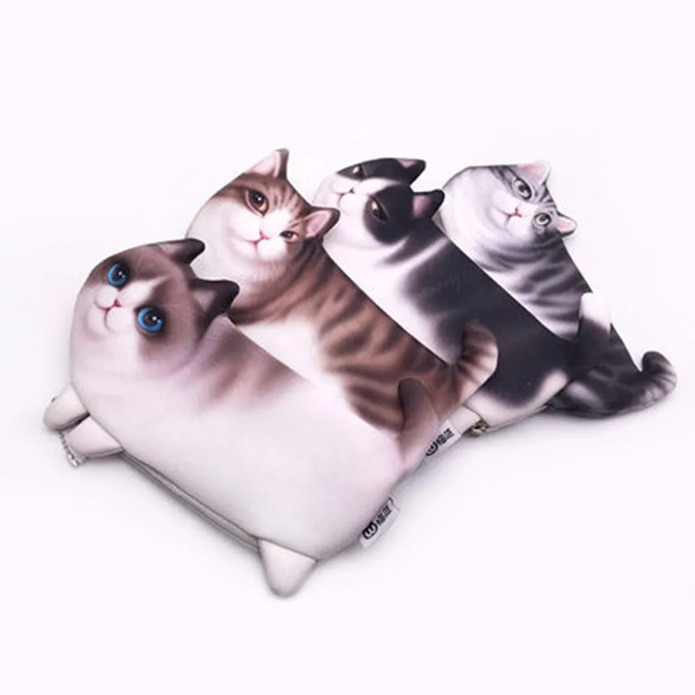 

Cartoon Creative Simulation Cat Pencil Case Korean Version Printed Cat Student Cosmetic Bag