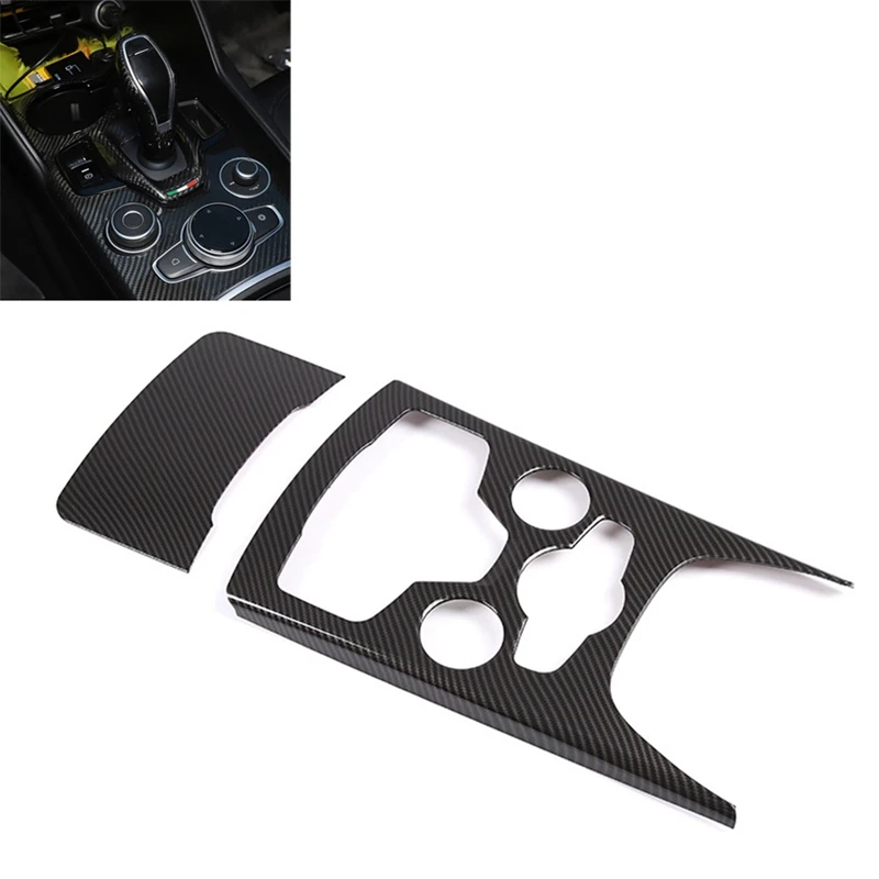 

2Pcs Car Carbon Fiber Central Gear Panel Control Panel Decal Interior Modification for Alfa Romeo Stelvio 2020 2021 2022