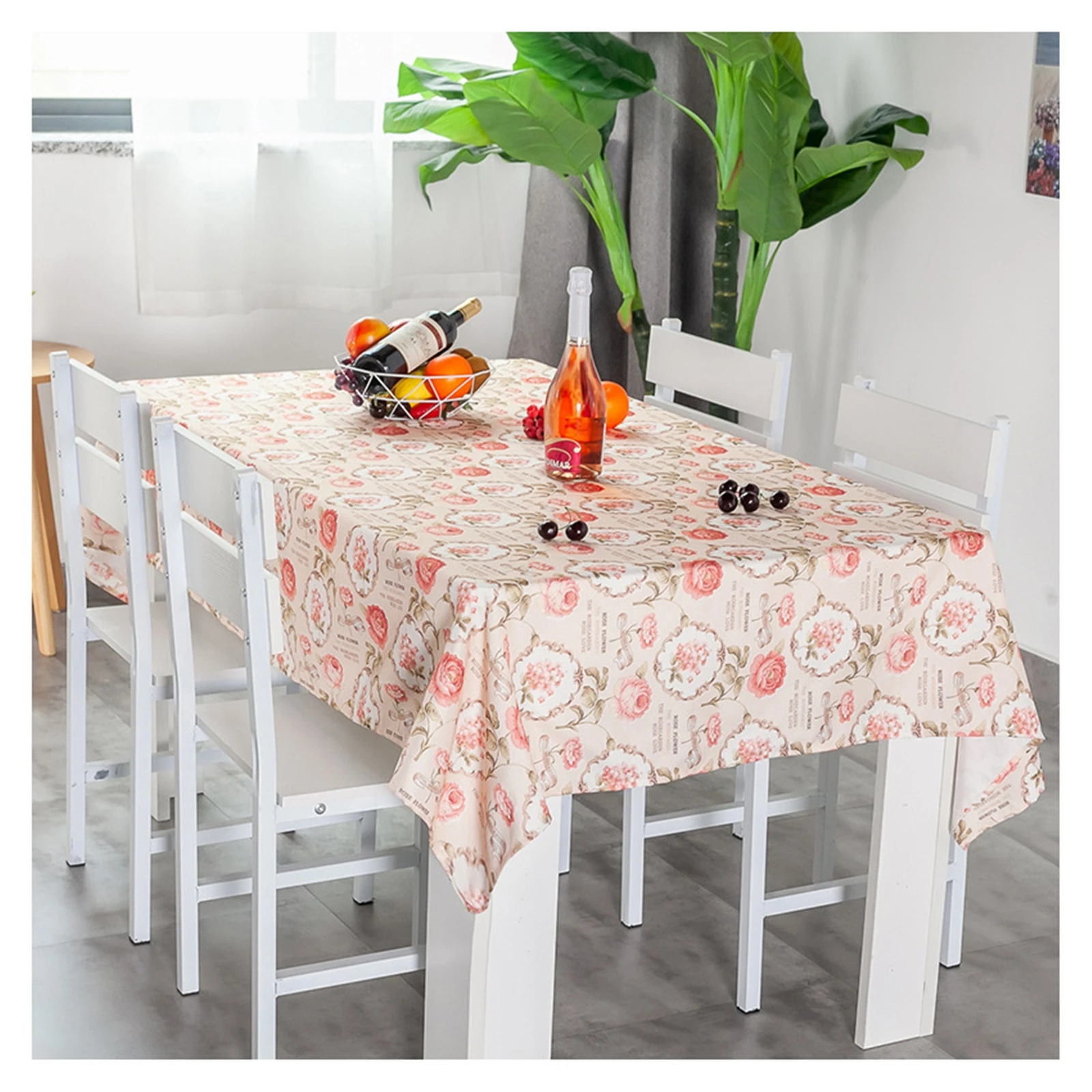 

Скатерти из хлопка и льна, водонепроницаемые скатерти для стола с рисунком роз, бежевого и розового цветов, украшение для журнального столи...