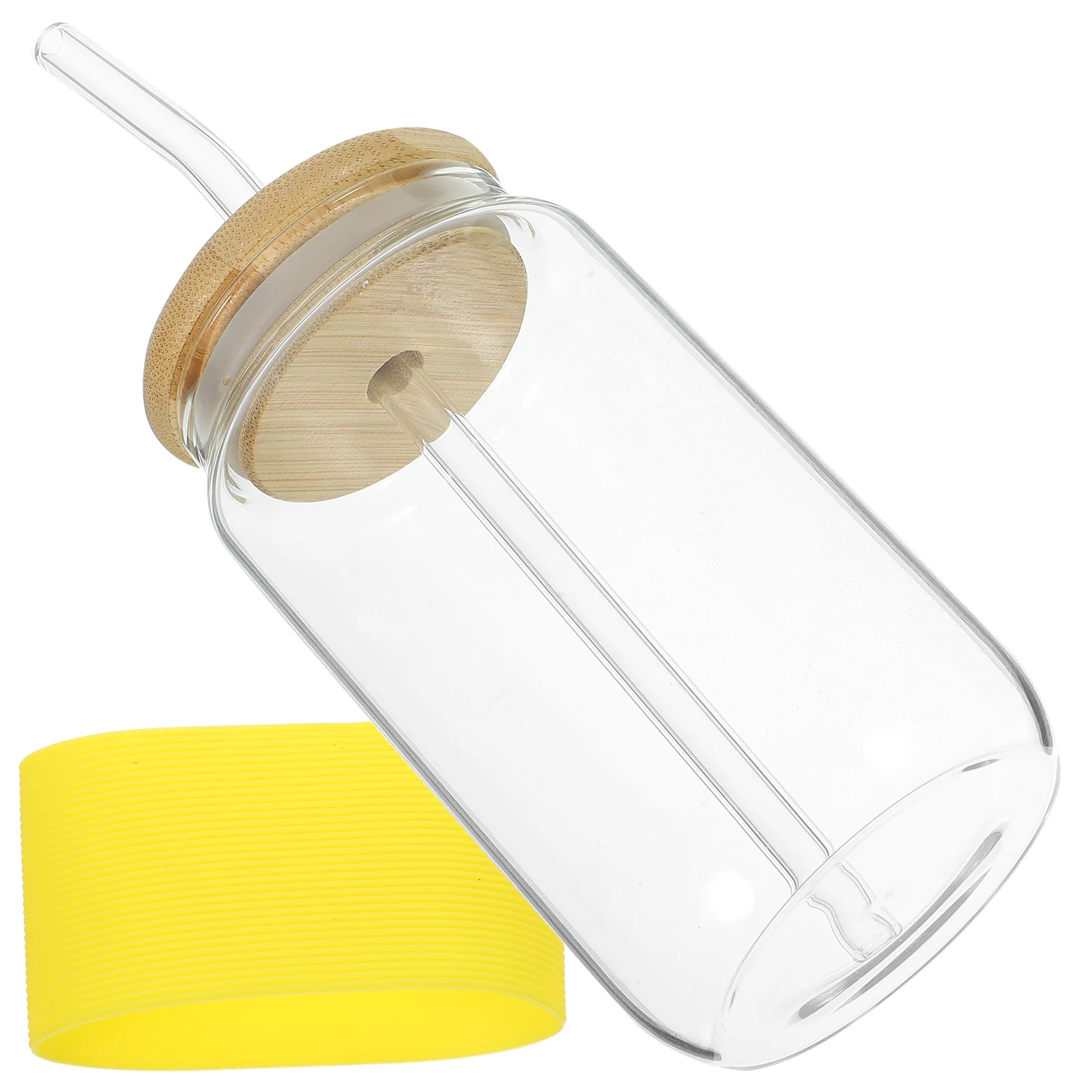 

Glass Beverage Cups Lids Straw Juice Water Drinking Glasses Small Milk Tea Coffee Reusable