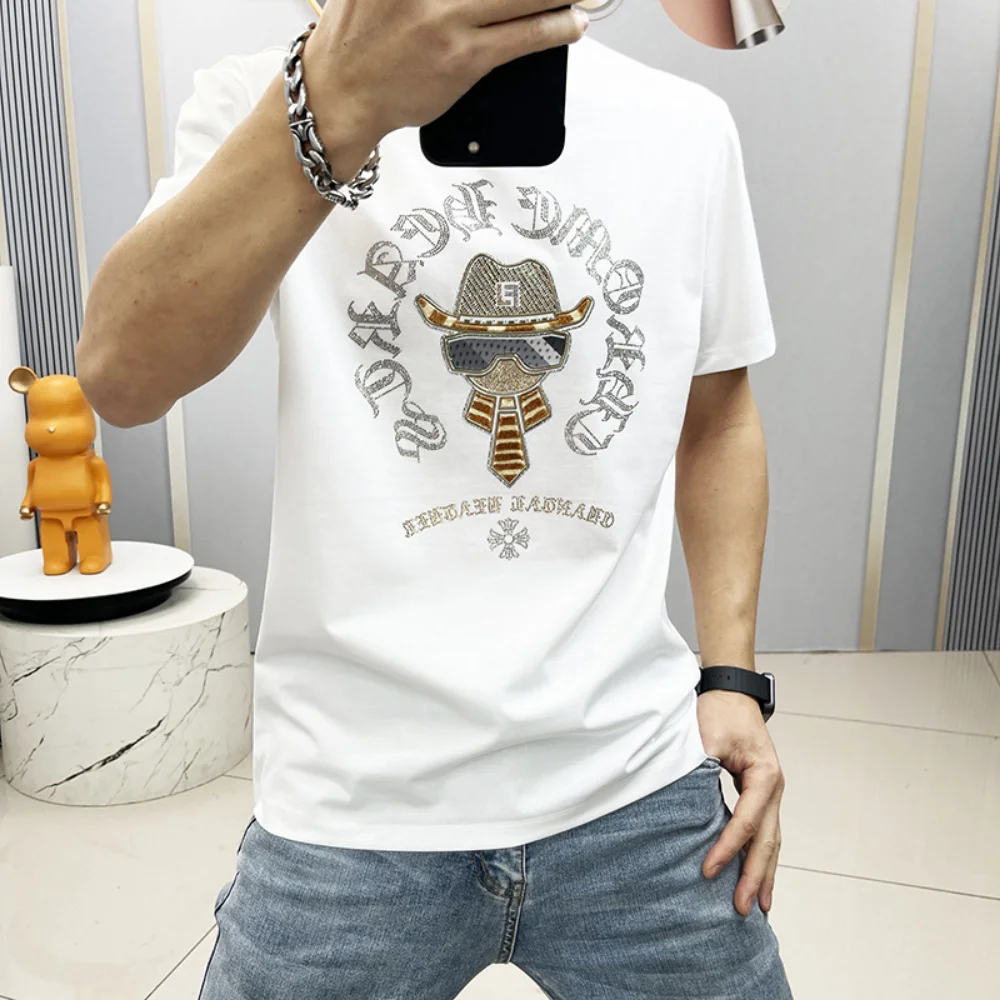 

Футболка мужская хлопковая с надписью, модная тенниска с высоким верхом, Повседневная Уличная одежда, большие размеры 5XL, изображение алфавита, белый и черный цвета, на лето