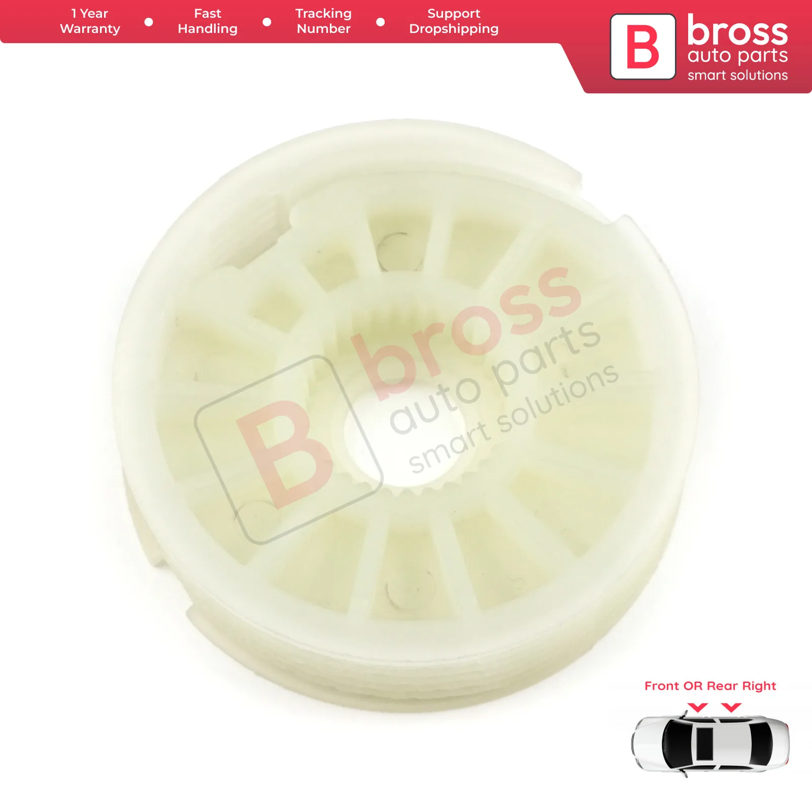 

Bross BWR949 Window Regulator Wheel; Rear and Front Right Door for A6 Q7 Axor Sharan Alhambra Transit Connect; rear Left Door X5