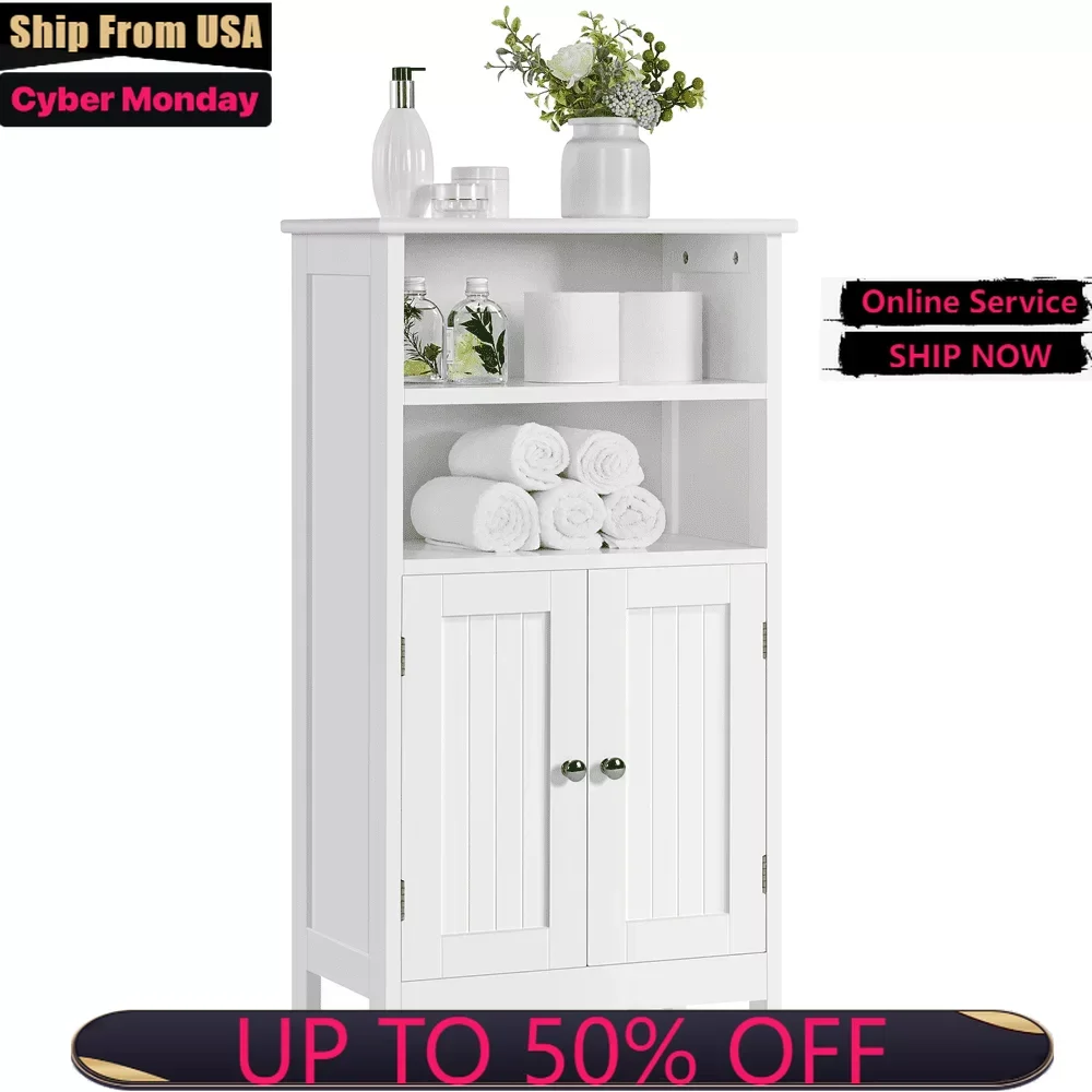 

MART 5-Tier Wooden Bathroom Floor Cabinet, White