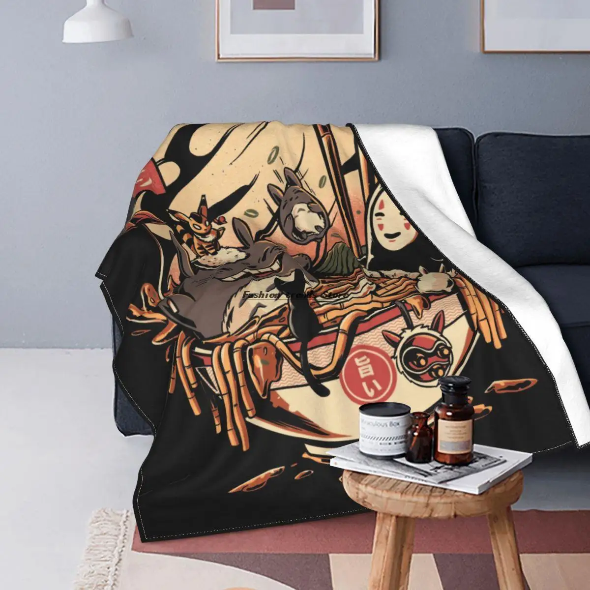 

Ramen Pool Party Flannel Blankets Japanese Harajuku Miyazaki Hayao Totoro Fashion Throw Blanket for Bed Sofa Couch Rug Piece