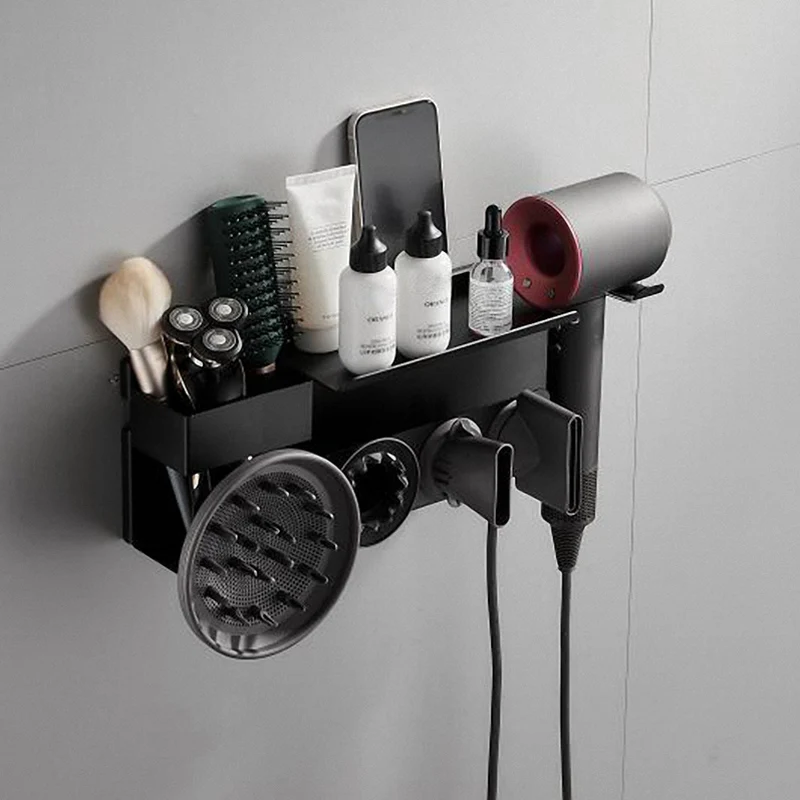 

Suitable For Dyson Hair Dryer Free Punching Shelf Multifunctional Bathroom Wall-Mounted Storage Blower Rack
