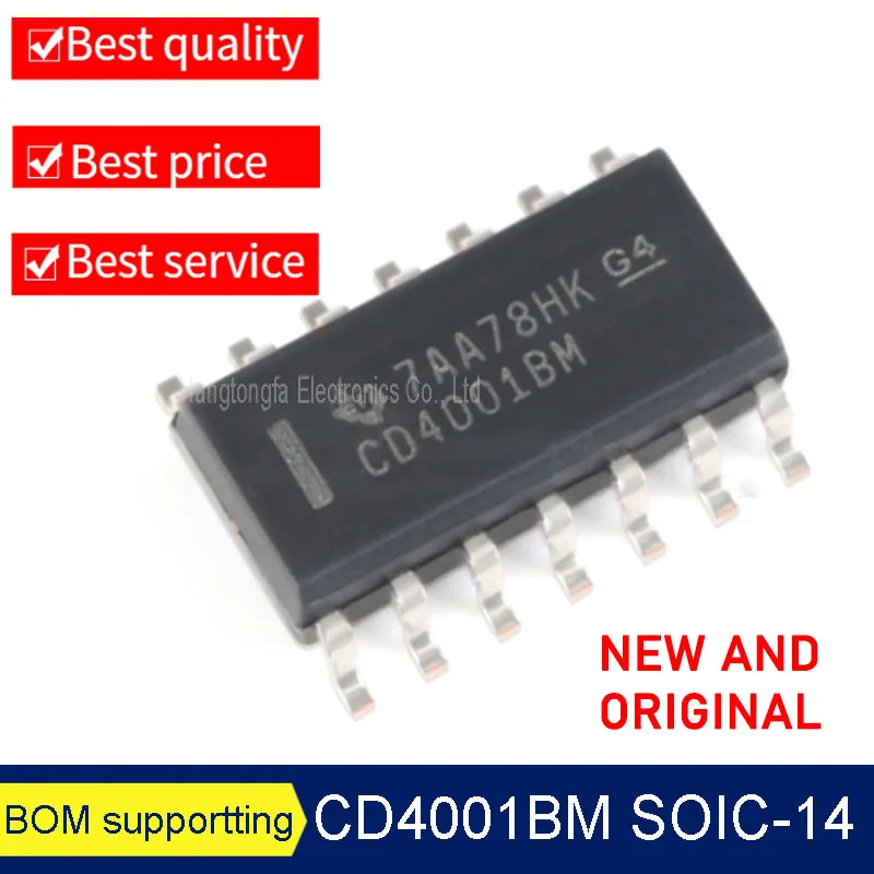 

100PCS/LOT Original CD4001BM96 CD4001 SOIC-14 SMD New Logic Gate IC Chip Integrated Circuit Semiconductor