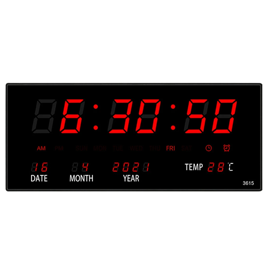 Digital Wall Clock Alarm Hourly Chiming Temperature Table Clocks Home Office Red