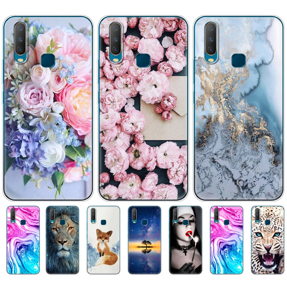 Cases For Vivo Y11 2019 Case Soft TPU Back Phone Cover For Vivo Y17 Y15 Y12 Y3 Case VivoY17 Y 17 15 12 3 11 Funda marble flower