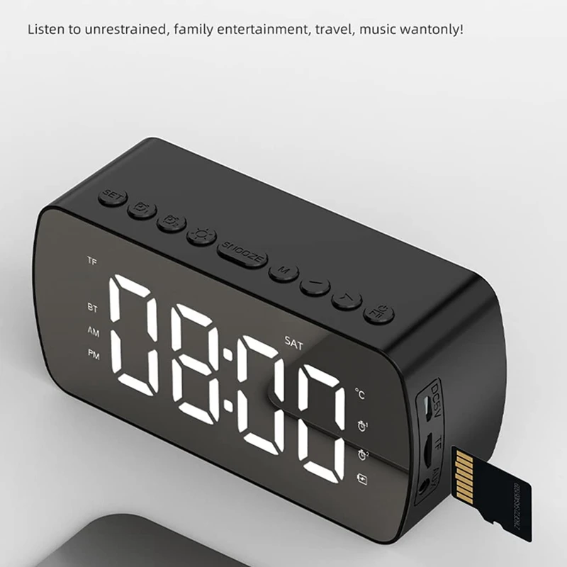 Розничная миниатюрная беспроводная Bluetooth-колонка с цифровым будильником