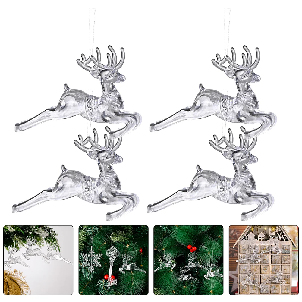 

8 Pcs Christmas Flying Deer Pendant Xmas Hanging Decor Decorative Props Tree Ornament Crystal Clear Acrylic Glass