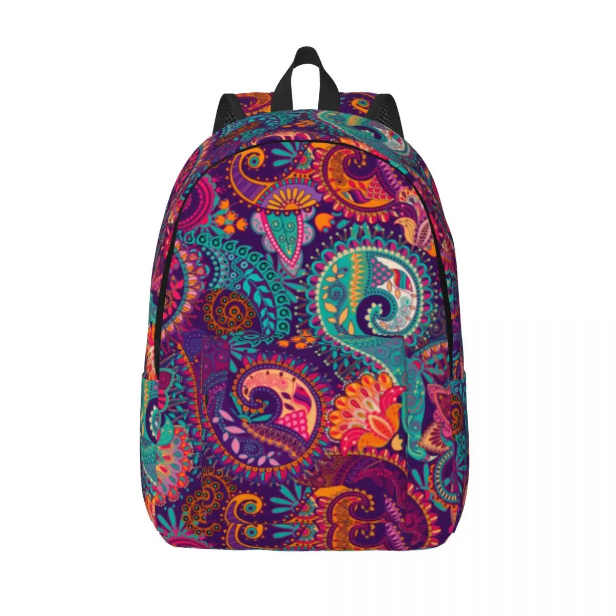 

Colorful Paisley Print Canvas Backpacks Retro Floral Funny Bag Travel Backpack Lightweight Bags