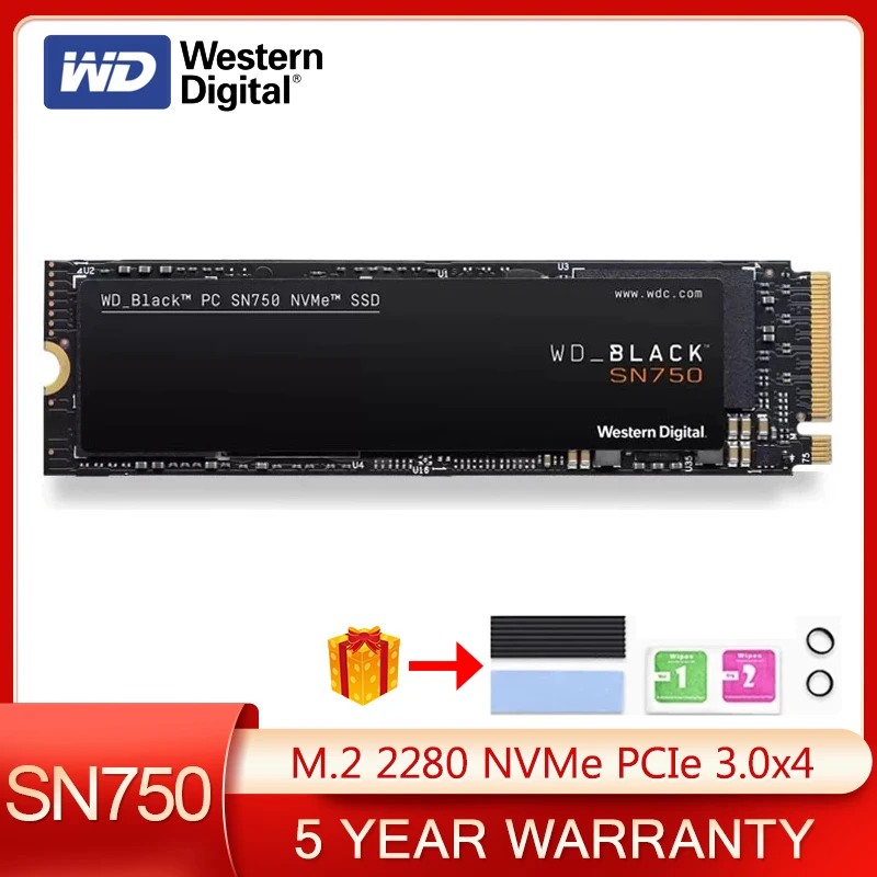 

Western Digital WD Black SN750 2TB 1TB 500GB 250GB Gaming SSD Solid State Drive M.2 2280 NVMe Gen3 PCIe 3D NAND For Desktop