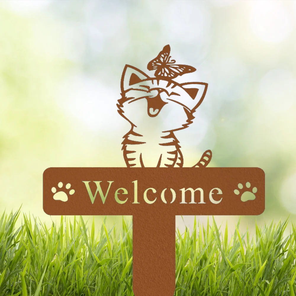 Элегантный Металлический Садовый Кол С Кошачьим Дизайном Мемориальное