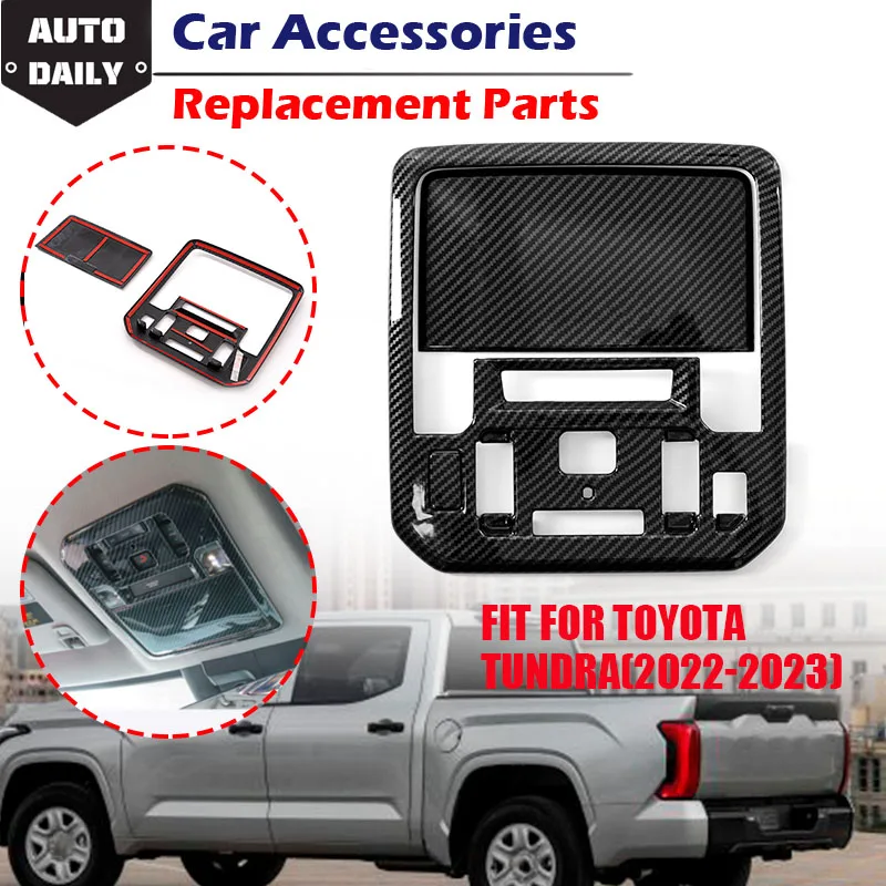 

Front Roof Reading Light Control Panel Cover Carbon Fiber Look Lamp Frame Trim Car Accessories Fit For Toyota Tundra 2022 2023