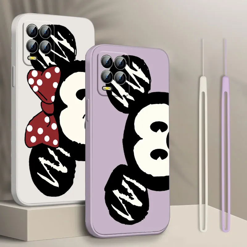 

Anime Mickey Mouse cute Phone Case For Realme Q3S GT 2 S7 ST S2 C25Y C21Y C11 C17 Narzo 50A 50i 30 20 Liquid Rope Funda Cover