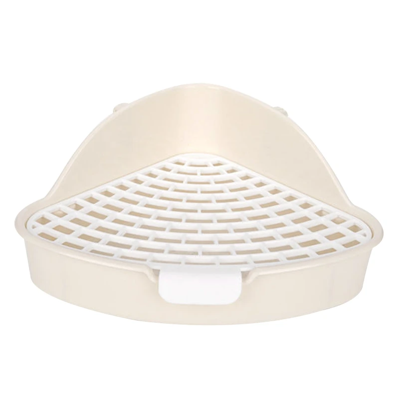 

KX4B Small Animal Litter Tray Plastic Triangular Corner Litter Pan with Grate