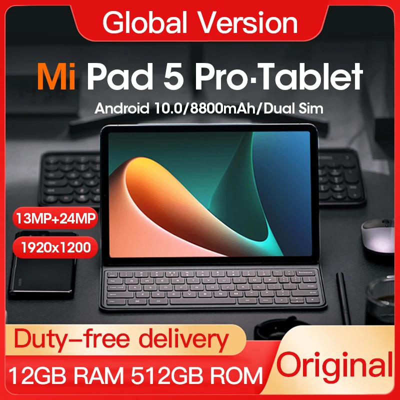 Global Version Mi Pad 5 Pro Tablet 11 Inch Tablets GPS LCD Display 4G 5G Network 128GB 256GB 512GB ROM Tablette Android 10.0 PAD