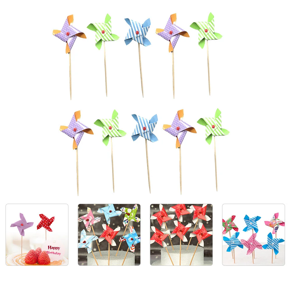 

36 Pcs Premium Cake Picks Ornaments Kids Festival Toppers Cupcakes Baby Decor Windmill Cake Inserting Card Mini Dessert