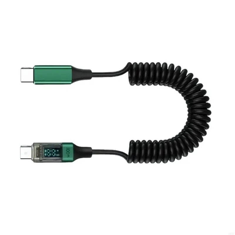 J6BC USB C PD100W кабель быстрого зарядки с расширяемым пружинным проводом для
