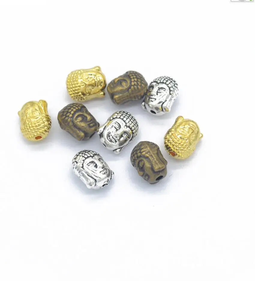 

100pcs 11*9*8mm Antique Silver Color Buddha Head Small Hole Beads For Jewelry Making DIY Jewelry Findings F0566