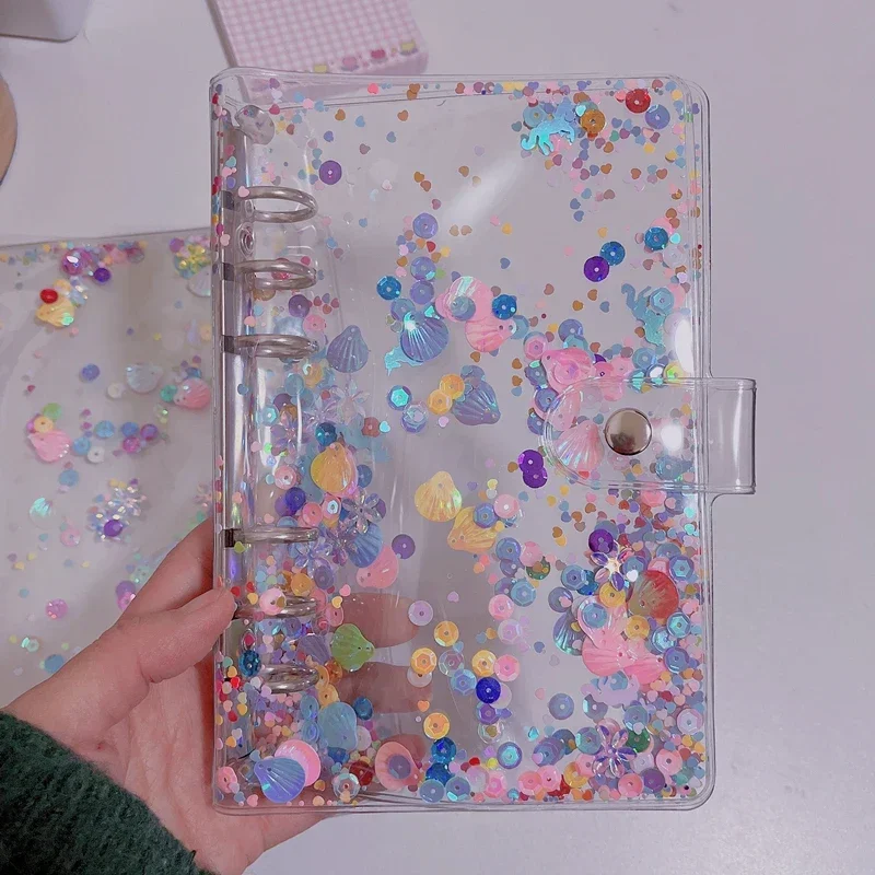 

Прозрачная обложка для блокнота с блестками