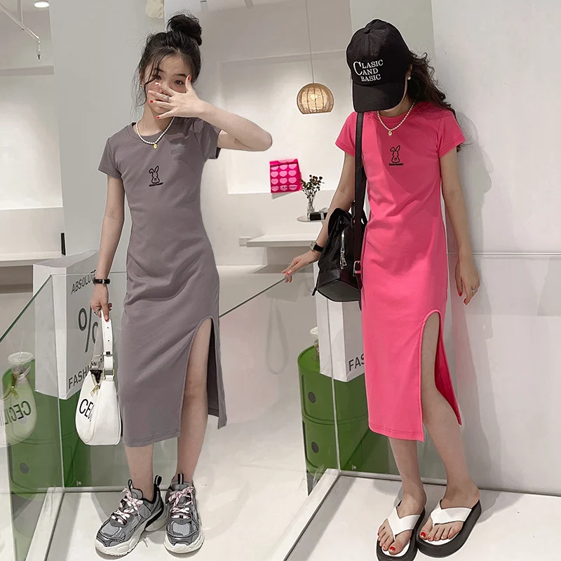 

Детское платье с коротким рукавом, на возраст 5-14 лет