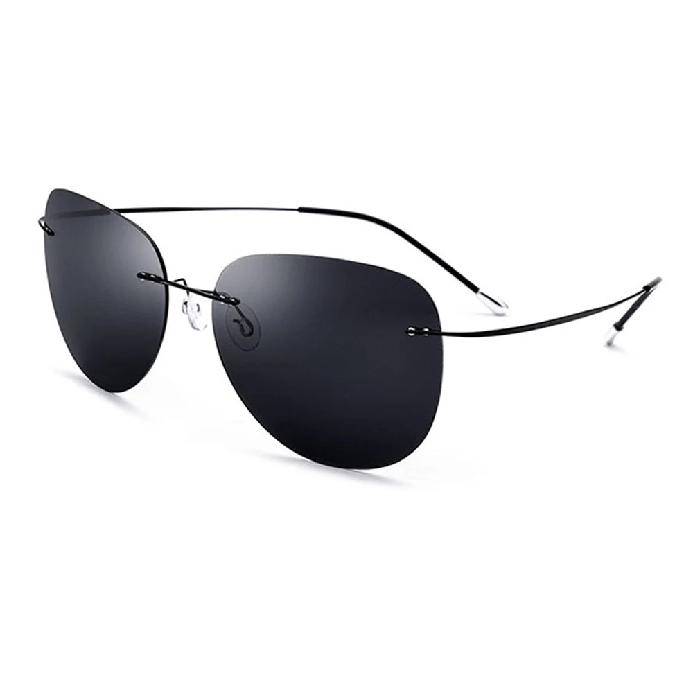 

2022 Rimless Sunglasse For Men Polarized UV400 Super Light Fishing Glasses Black/Brown Come With Box