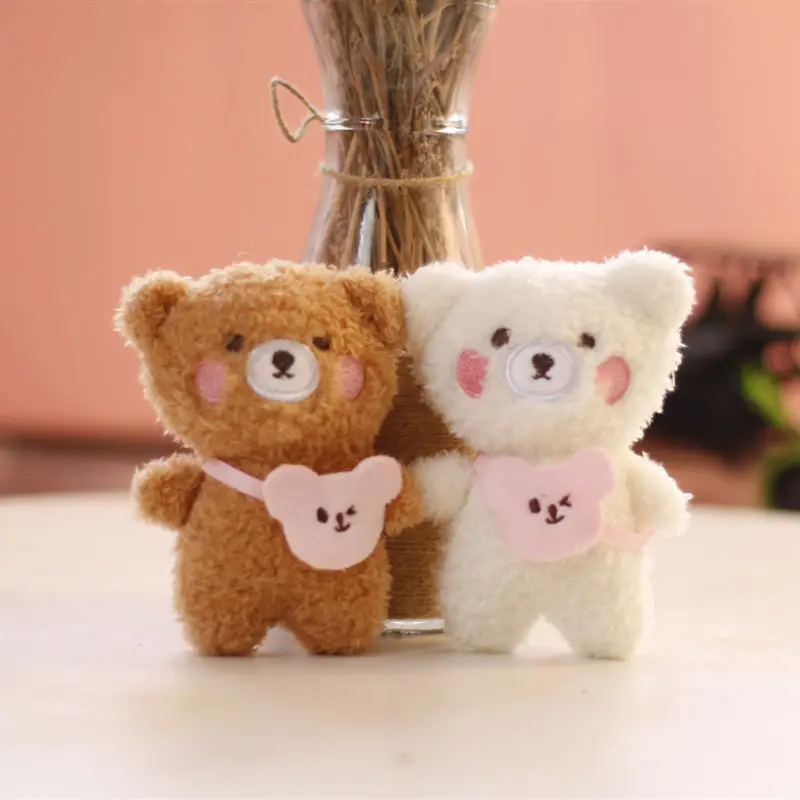 

1pcs Kawaii Standing 11CM Lover Bear Plush Stuffed TOY Soft Figure DOLL Key Chain Design Pendant Charm TOY Children Gift