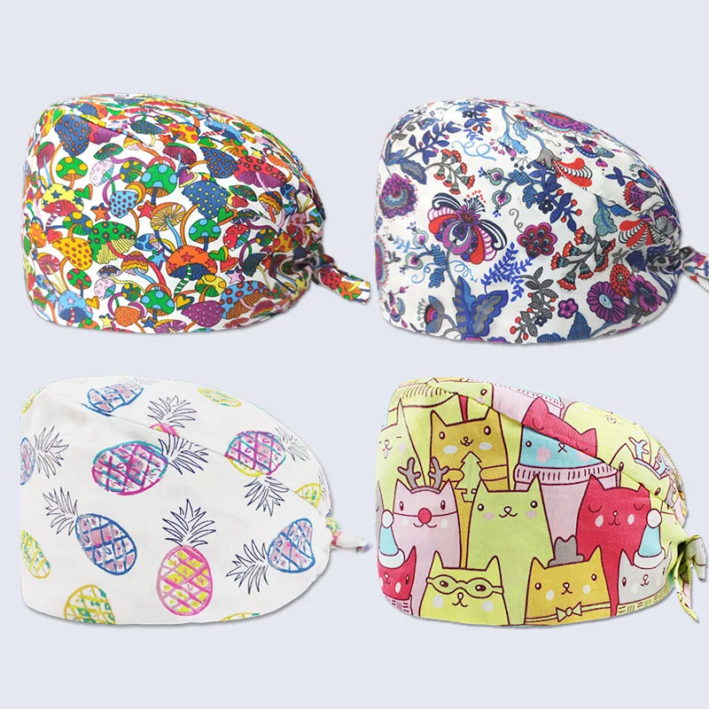 

Милая шапочка для медсестры с мультяшным принтом, хирургический питомец, больница, хирург, стоматолог, салон красоты, шеф-повар, пыленепроницаемый скраб