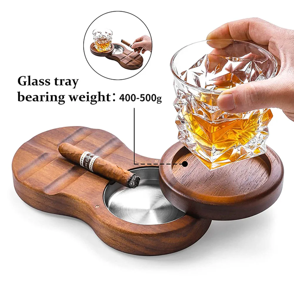 

2 в 1, деревянная пепельница для виски и сигар