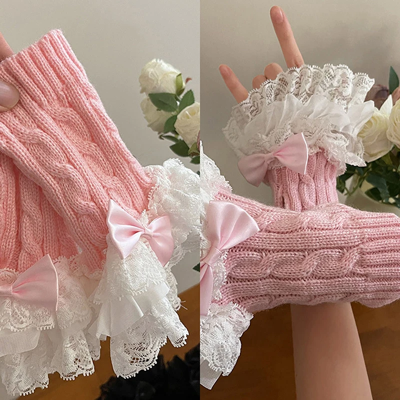 Перчатки с искусственными рукавами для женщин Millennium Y2k Spicy Girl кружевной бант