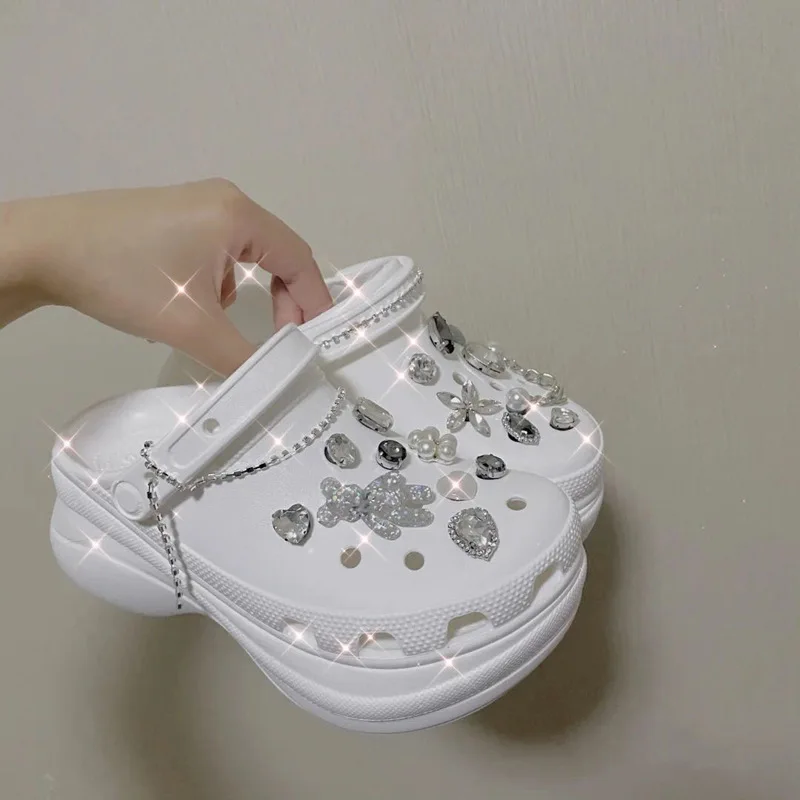 Luxury Rhinestone Pearl Croc Charms Designer DIY Gem Shoes Decaration Charm for Croc Clogs Kids Women Girls Gifts